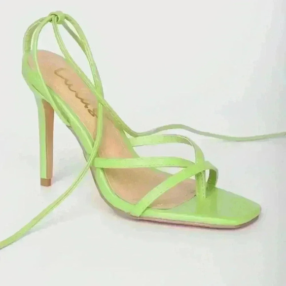 Simonee Lime Green Lace-Up High Heel Sandals
 new without tag - Picture 3 of 7